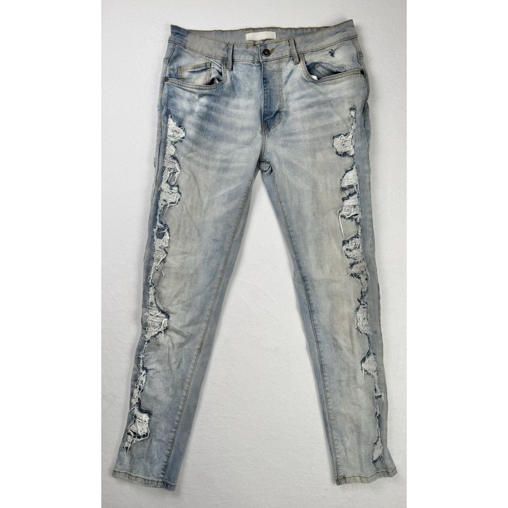 KDNK 1141411 Distressed Skinny Jeans Mens 36‎ Light Wash Stretch Denim